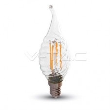 Led V-TAC  4W Filament E14 спирала пламък 2700K Топла бяла светлина